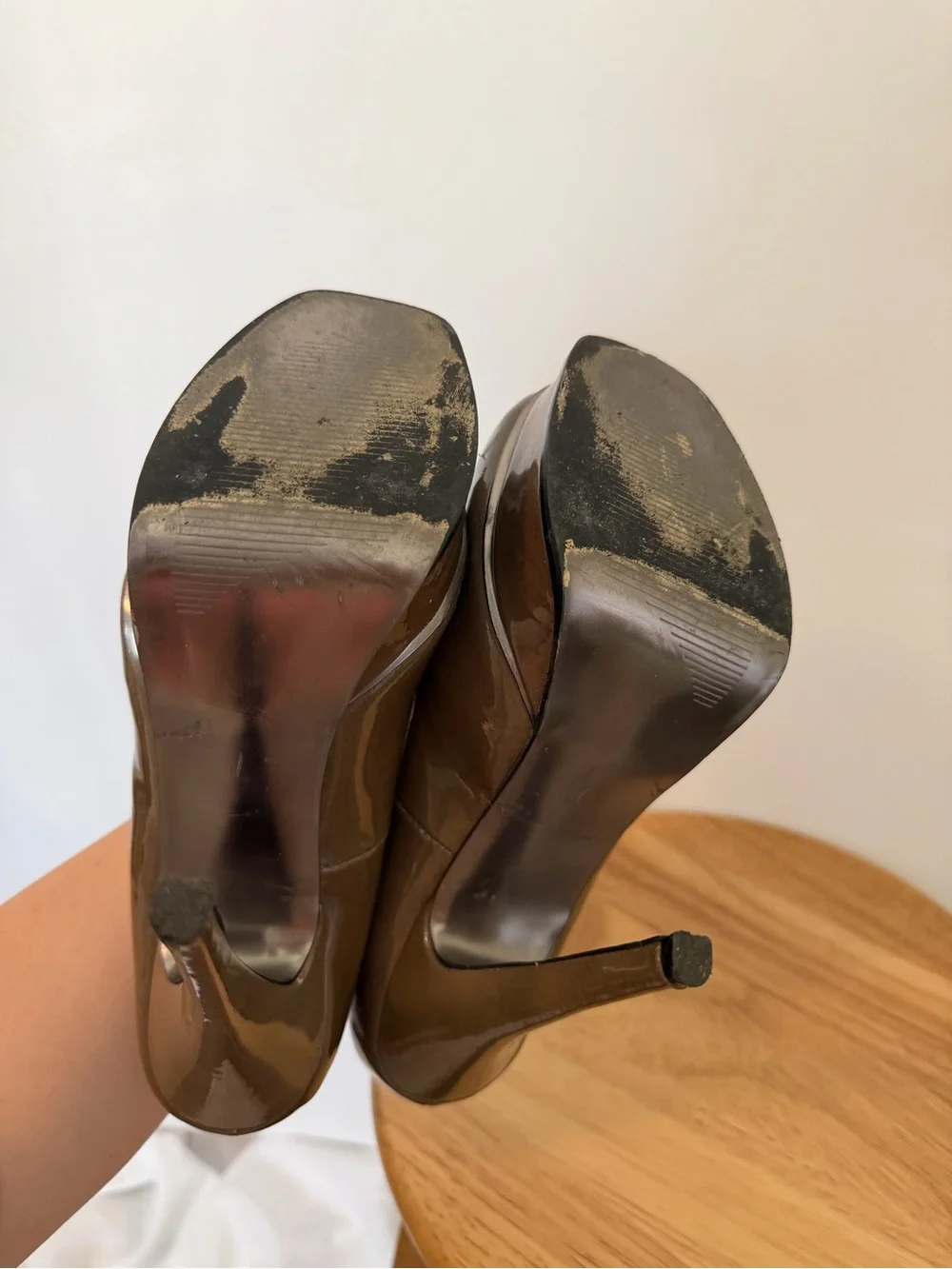 Steve Madden Taupe Patent Leather Platform Pumps Size 7 Women’s
